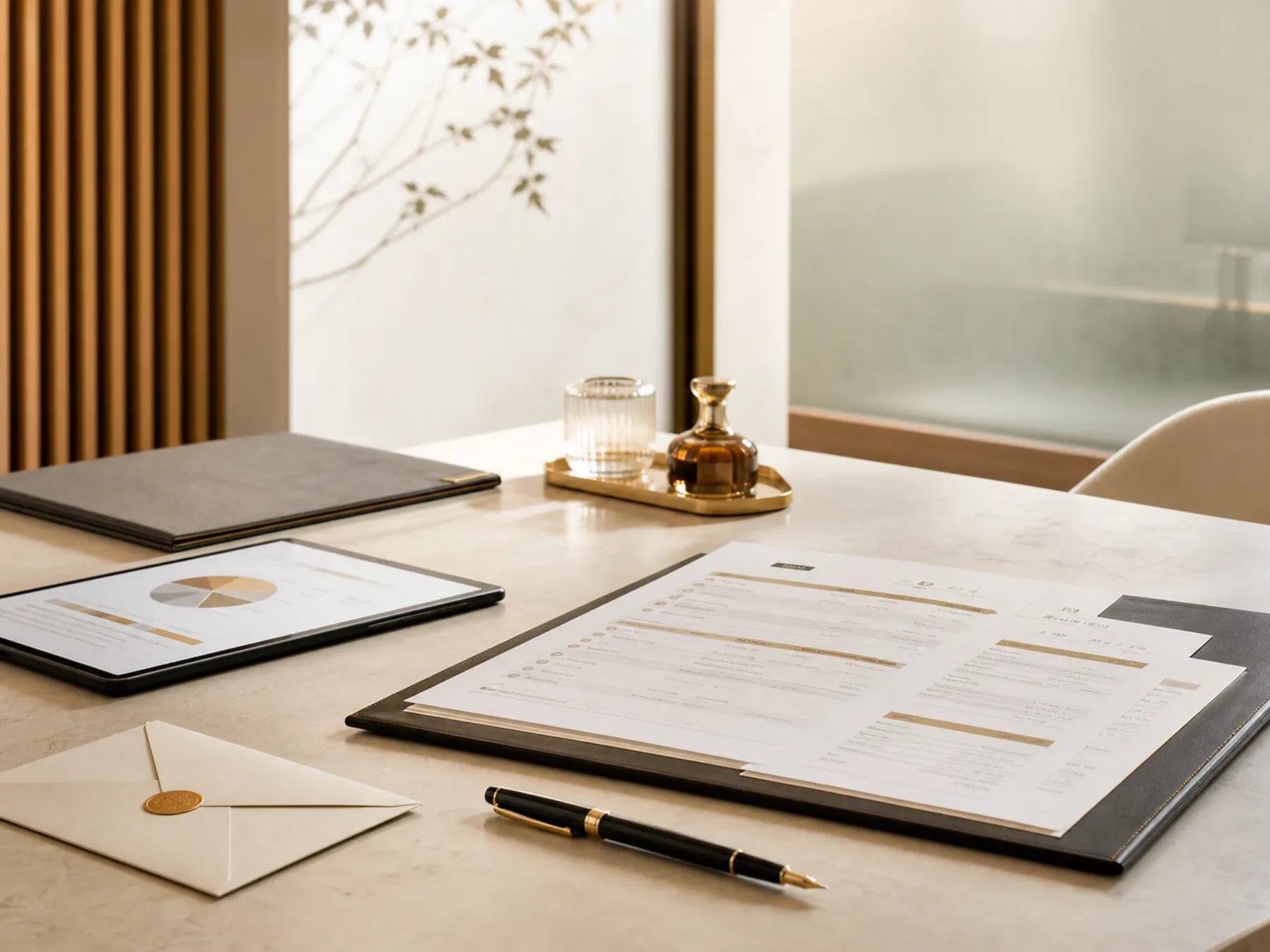 Private treatment estimate documents arranged on a warm clinic consultation desk